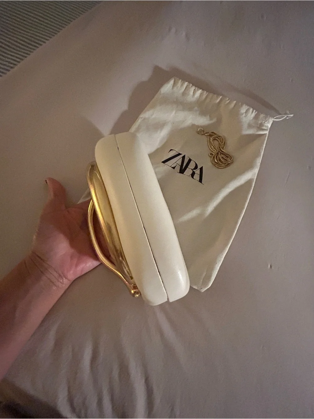 Zara Cream Clutch Bag